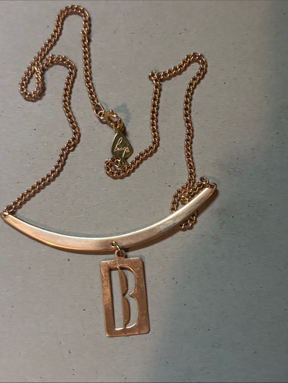 Vintage Biagi Gold-Tone 'B' Initial Pendant Necklace